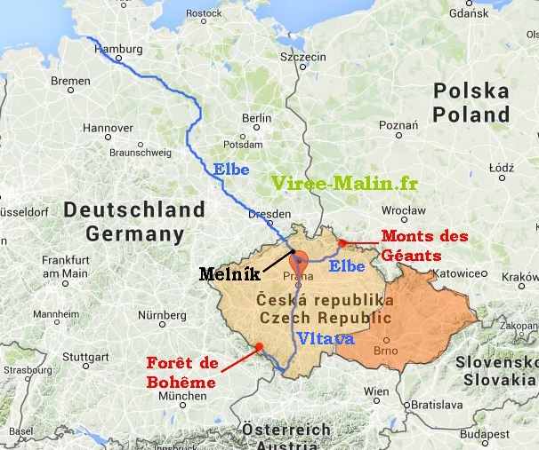 carte-prague-histoire-fleuve-Vltava-Elbe