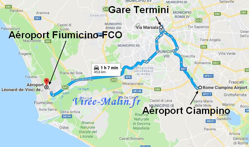 rejoindre-hotel-rome-aeroport