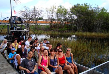 Bus touristique à Miami et Aéroglisseur dans les Everglades