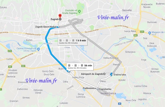 rejoindre zagreb depuis aeroport