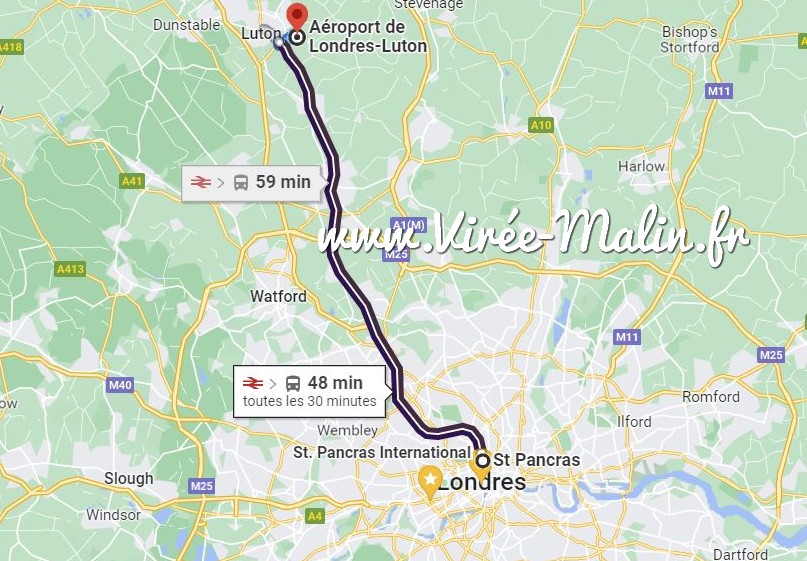 carte-aeroport-Luton-Gare-Saint-Pancras-Londres-train