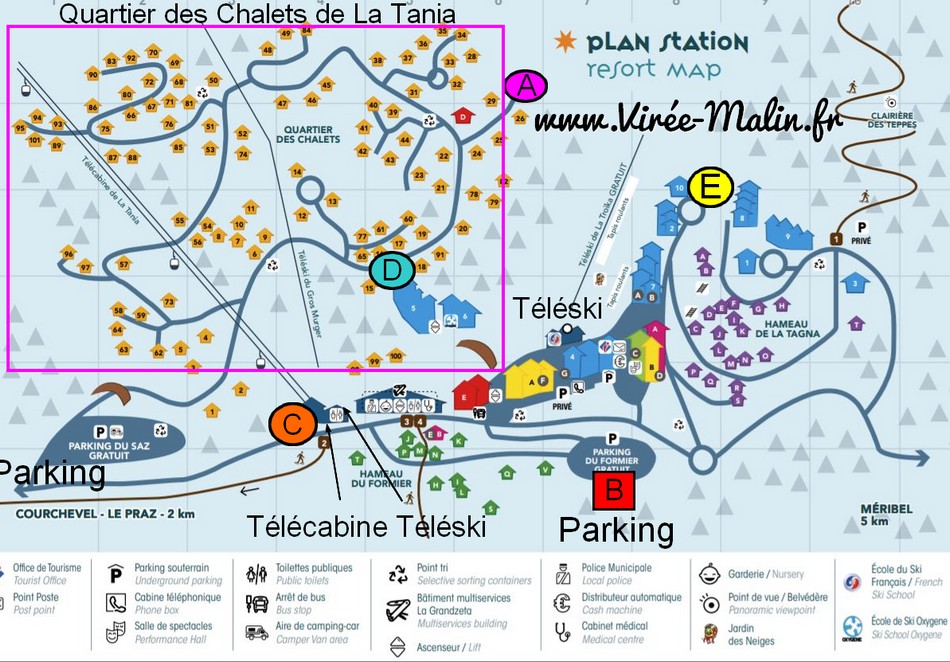 carte-village-la-tania-avec-remontée-mecanique