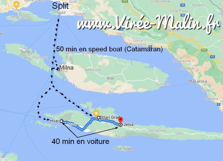 carte-rejoindre-Brac-depuis-Hvar