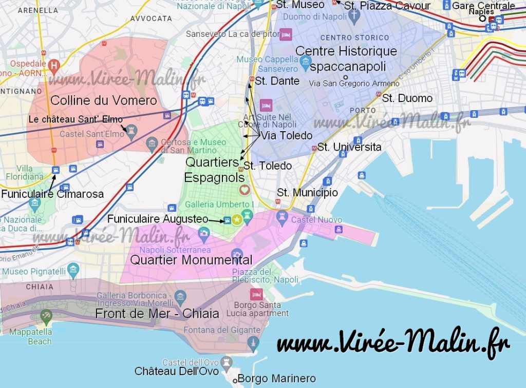 Carte-Quartiers-Naples-a-visiter-et-points-strategiques