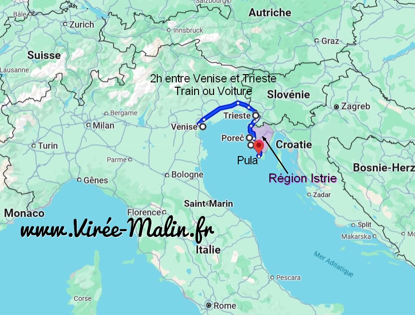 Carte-Trieste-Venise-Region-Istrie-Croatie