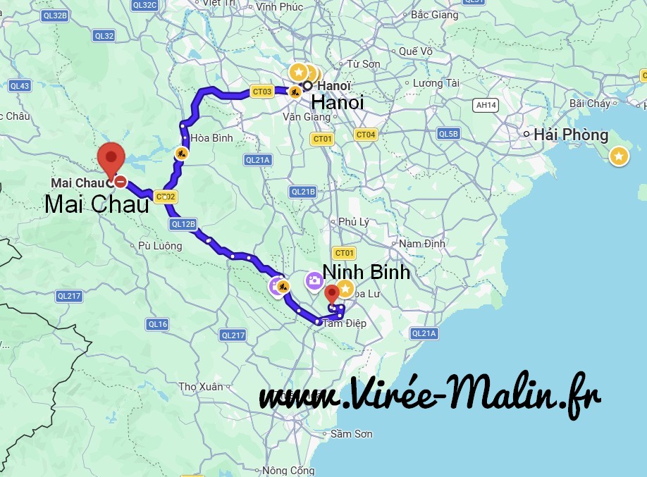carte-comment-rejoindre-Mai-Chau-depuis-Hanoi-ou-Ninh-Binh
